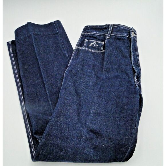 Vintage Jordache Dark Wash High Rise Jeans Raw Hem J-39 Size 33‎